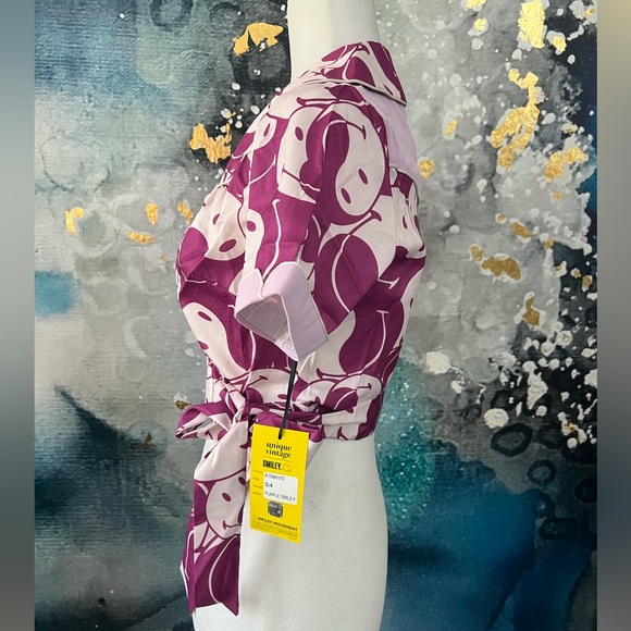 Unique Vintage X Smiley | Purple Wrap Top - Picture 3 of 10